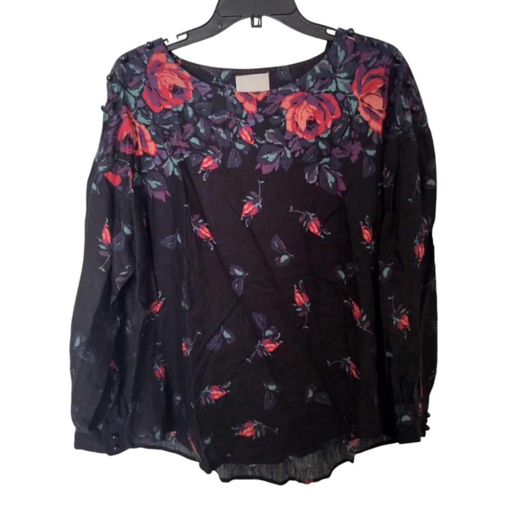 Maeve multicolor floral rayon linen blouse size medium